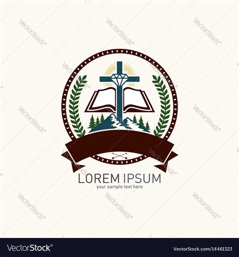 Christian logo with biblical symbols Royalty Free Vector