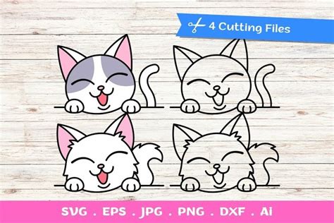 Peeking Cat Outline SVG cut file for Cricut and Silhouette