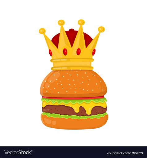 Burger cheeseburger with crown Royalty Free Vector Image