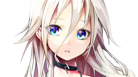 necklace, Sad, Blue Eyes, Blonde, Women, Long Hair, Choker, White Background, Anime Girls, Anime ...