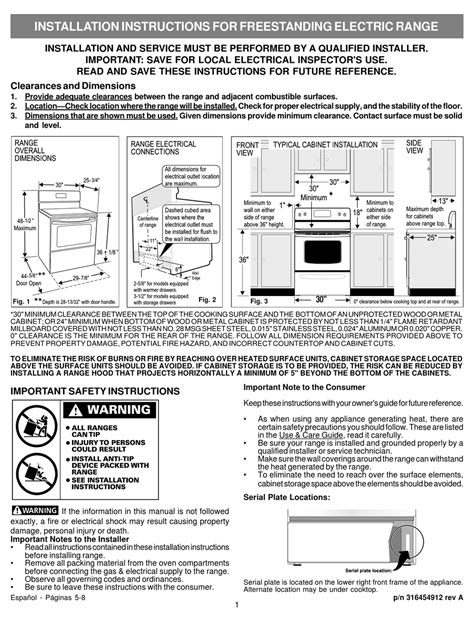 WESTINGHOUSE WWEF3004KW - 30 INCH ELECTRIC SMOOTHTOP RANGE INSTALLATION INSTRUCTIONS MANUAL Pdf ...