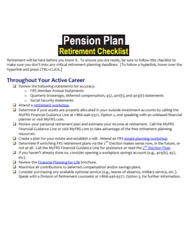 FREE 10+ Planning for Retirement Checklist Samples in PDF | DOC