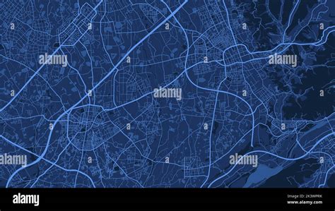 Detailed vector map poster of Taoyuan city administrative area. Blue ...