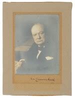 Churchill, Winston. Silver gelatin print, signed by Churchill on the ...