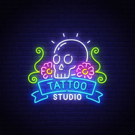 Premium Vector | Tattoo studio neon sign