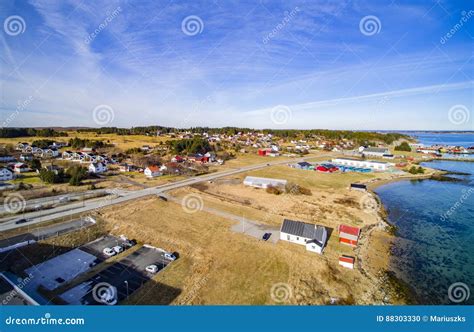 Small Fishing Town, Norwegian Island, Scenic Aerial View Editorial Image - Image of landscape ...