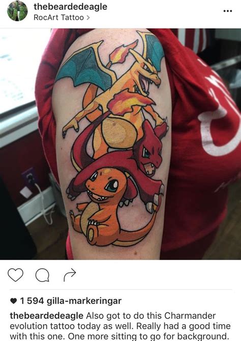 Charmander, Charmeleon and Charizard evolution tattoo by ...