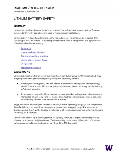 Lithium Battery Safety | PDF | Lithium Ion Battery | Rechargeable Battery