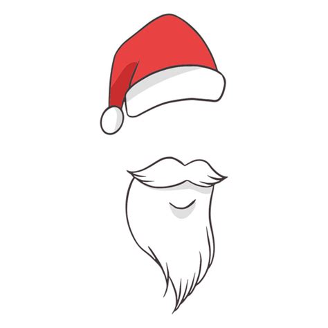 Santa Color Stroke Hat And Beard PNG & SVG Design For T-Shirts