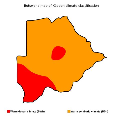 Botswana map of Köppen climate classification | Botswana, Weather and ...