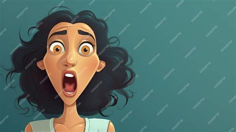 Premium Photo | Surprised young woman with open mouth cartoon illustration Generative AI