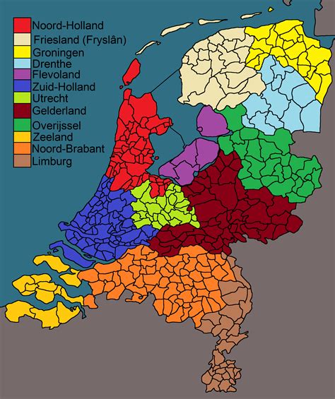 All* the counties (gemeenten) of The Netherlands with colour according ...