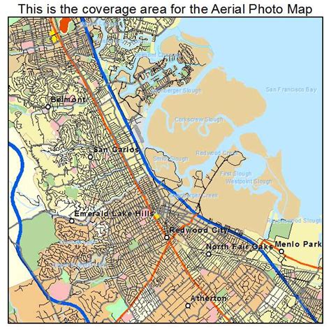 Aerial Photography Map of Redwood City, CA California