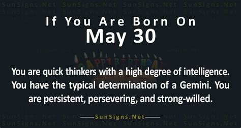 May 30 Zodiac is Gemini, Birthdays and Horoscope - SunSigns.Net