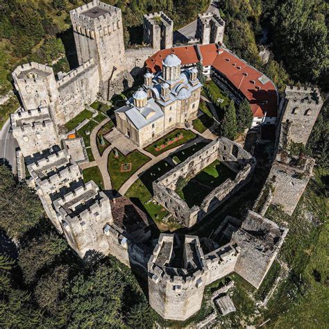 Aerial view of the Manasija Monastery, Serbia. : r/europe