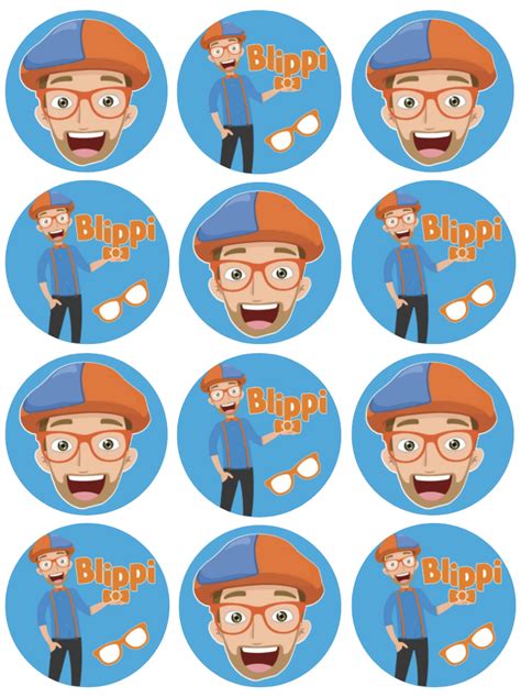 Blippi Edible Cupcake Topper 4cm Round Uncut Images Decoration - Happy ...