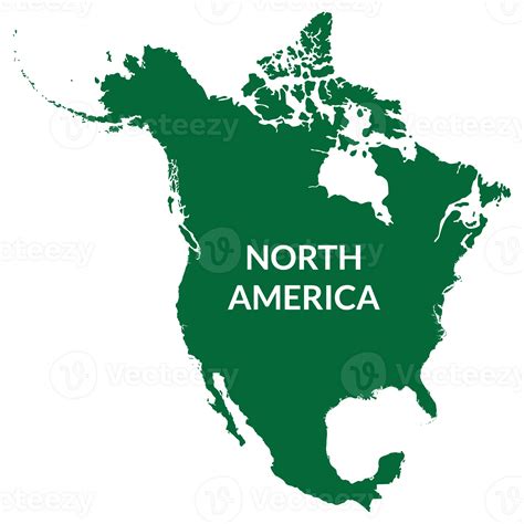 North America country Map. Map of North America in green color. 40182310 PNG