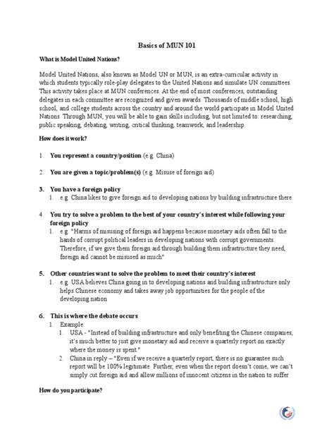 Basics of Mun 101 | PDF