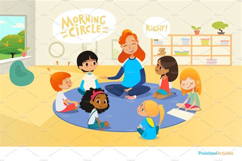 Preschool classroom. Circle-time. | Education Illustrations ~ Creative Market