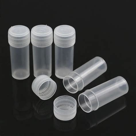 White 50Pcs 5g Volume Plastic Sample Bottle 5ML Small Bottle Vial ...