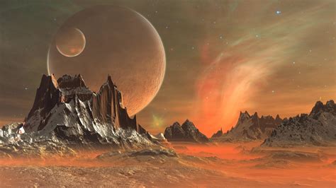 Wallpaper : digital art, space, planet, fantasy art, mountains ...