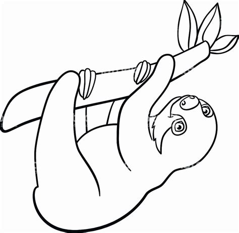 Line Art Sloth Coloring Pages For Kids - Coloring Pages Ideas