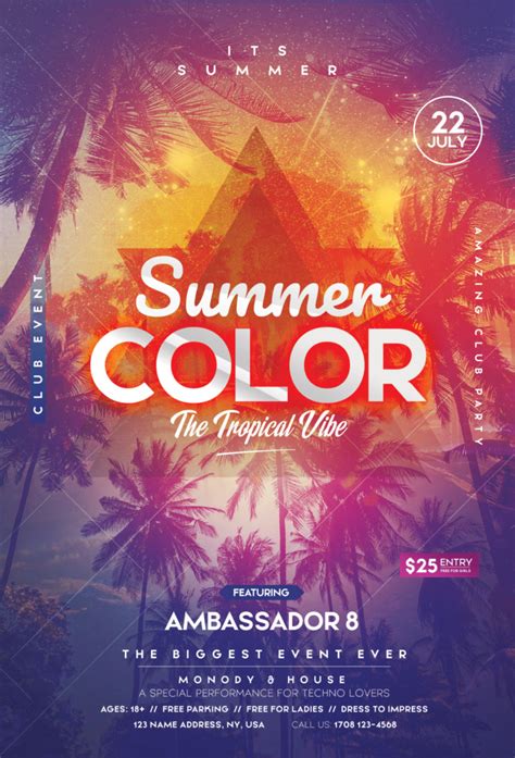 Summer Color PSD Flyer Template - PixelsDesign