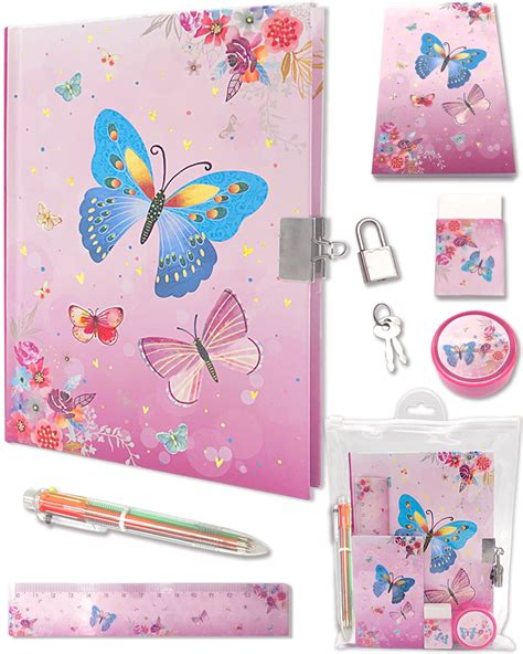 Girls Diary with Lock, Paper Kids Journal Set Includes 7.1x5.3 inches ...