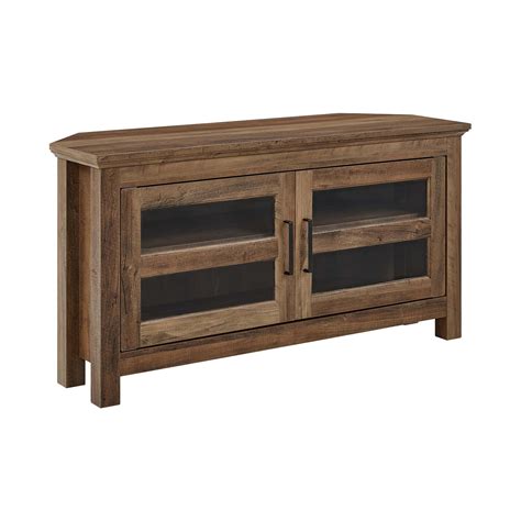 44 Inch Transitional Modern Farmhouse Wood Corner TV Stand - Rustic Oak ...