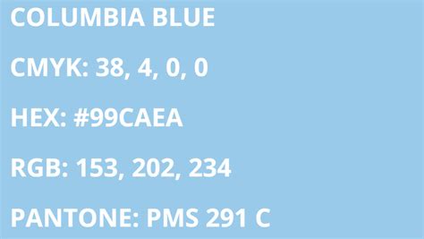 Columbia Lions Team Colors | HEX, RGB, CMYK, PANTONE COLOR CODES OF ...