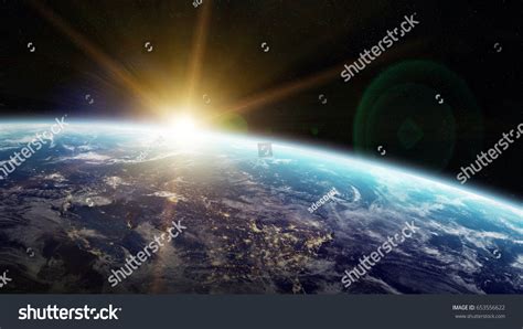 View Planet Earth Space During Sunrise Stock Illustration 653556622 ...