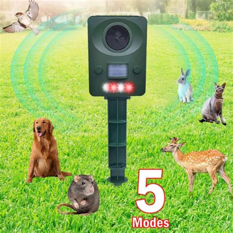 ANIMAL REPELLER ULTRASONIC Solar Power Bird Dog Cat Skunk Deer Raccoon ...