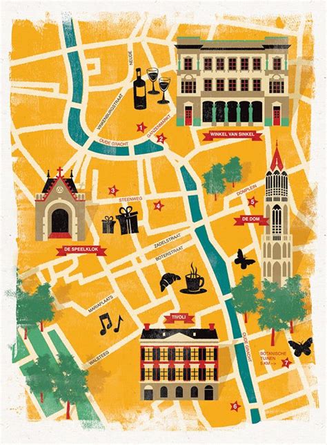 Map of Utrecht on Behance in 2021 | Illustrated map, Utrecht, Map poster