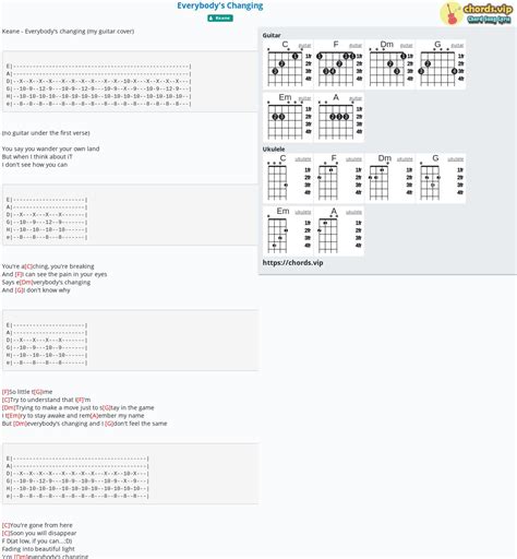 Chord: Everybody's Changing - tab, song lyric, sheet, guitar, ukulele ...