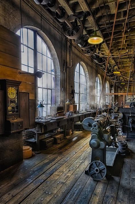 Machine Shop by Susan Candelario | Machine shop, Industrial architecture, Steampunk design