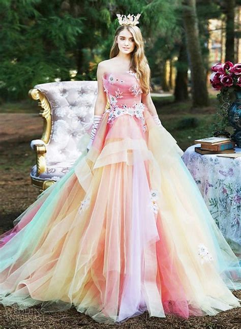 Romantic Spring Pastel Rainbow Wedding Gowns: Marchesa, Nicole, Joyful Eli, TIGLILY | Colorful ...