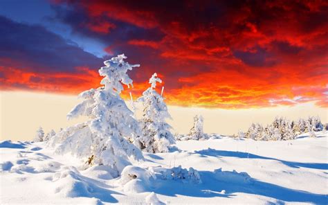 Beautiful Winter Sunset Landscape - Wallpapers Photosz