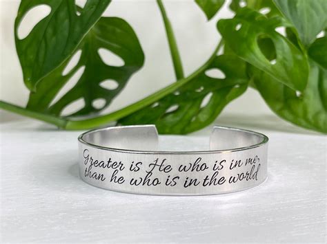 Greater is He Who is in Me Than He Who is in the World 1 John 4:4 Scripture Bracelet Christian ...