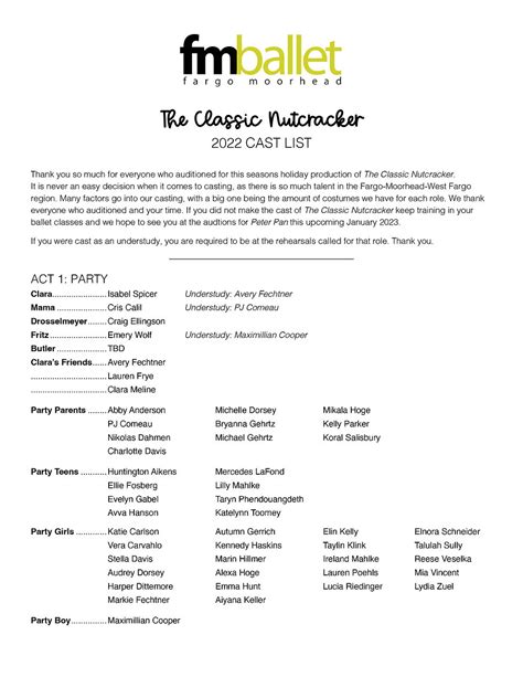 Announcement: The Classic Nutcracker Cast