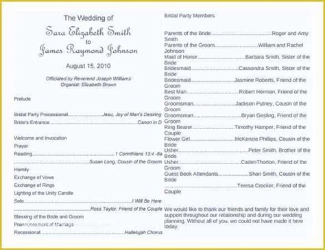 Free Tri Fold Church Bulletin Templates Of Wedding Program Template 41 Free Word Pdf Psd ...