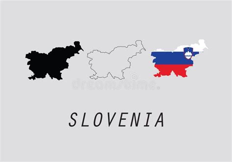 Slovenia Outline Map National Borders Stock Vector - Illustration of ...