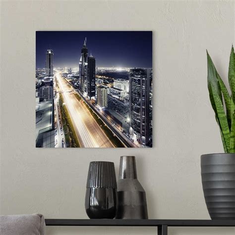 Sheikh zayed road at night, United Arab Emirates Wall Art, Canvas ...