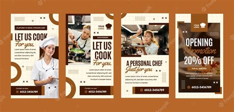 Premium Vector | Flat design chef career instagram stories