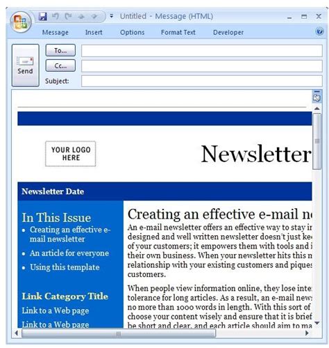 How To Create A Newsletter Template In Outlook