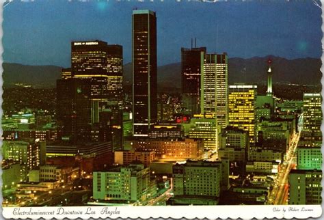 Downtown Los Angeles Night Lights City Buildings LA Chrome Postcard WOB Posted | United States ...