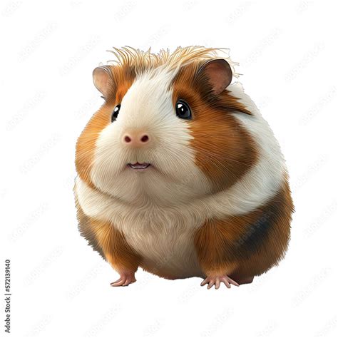 Cute Animation Cartoon Character Animal Guinea Pig Design Elements Isolated on Transparent ...