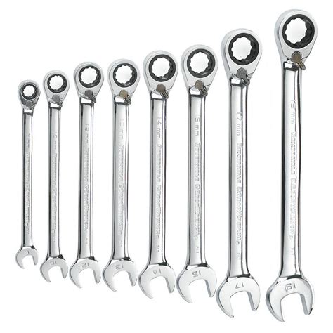 GearWrench Metric Reversible Combination Ratcheting Wrench Set (8-Piece)-9543 - The Home Depot