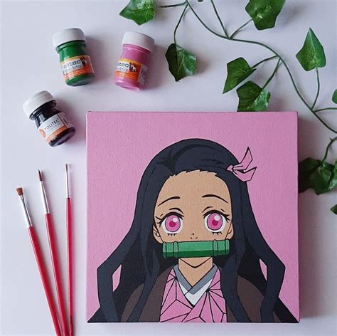 Nezuko | Arte en lienzo de bricolaje, Pinturas pequeñas, Lienzos pintados