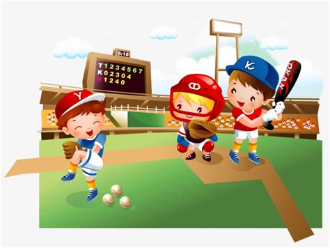 Baseball Field Cartoon Child - Cartoon Kids Playing Baseball ...