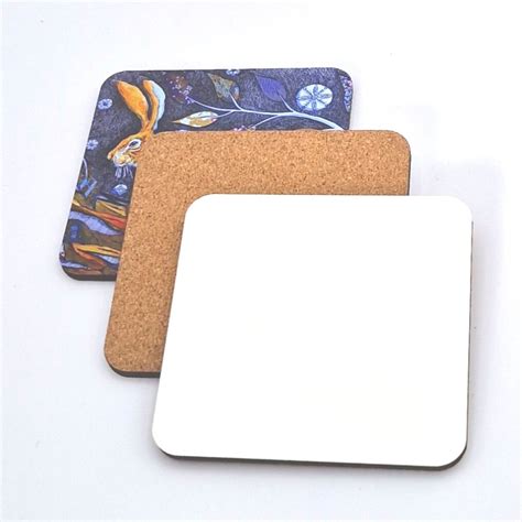 Blank Sublimation Coasters, Square, Cork Back